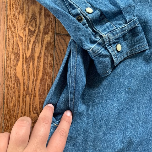Gap medium wash denim long sleeve button up collard tshirt dress - Picture 5 of 8